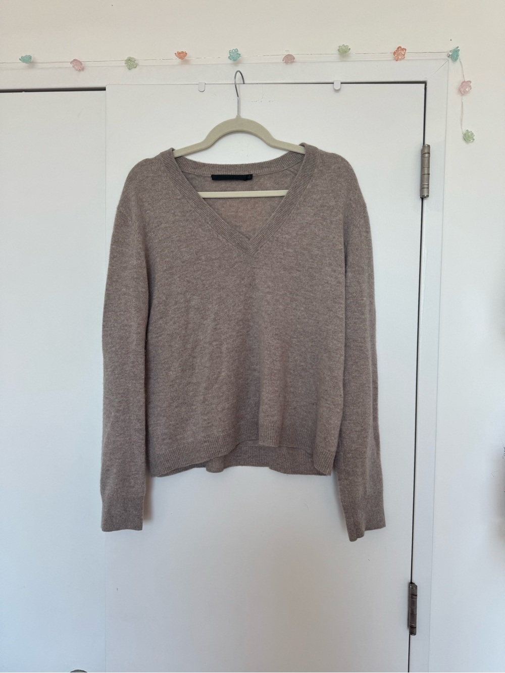 Jenni Kayne Taupe V-Neck Knit Sweater